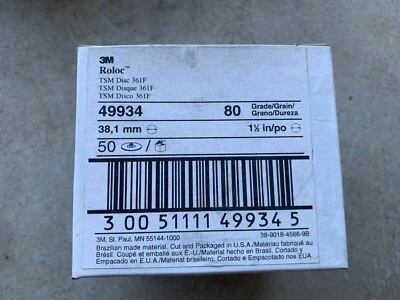 50- 3M 1-1/2" Quick Change Coated Discs Aluminum Oxide TSM 80 Grit Medium 49934 - Image 1 of 3