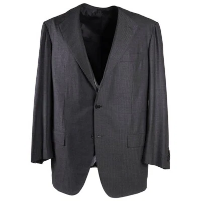 NWT $8995 KITON Gray Herringbone Soft Super 180s Wool Suit 44 Semi-Long - Image 1 of 4