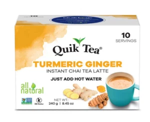Quik Tea Turmeric Ginger Instant Chai Tea Latte - 10 Count Single Box - Picture 1 of 4