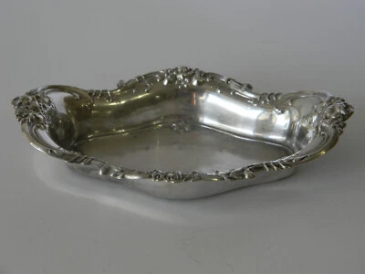 Plato oblongo vintage Wallace 4114 plata esterlina reposado floral y rosas de 6 1/2" Foto 1 de 4