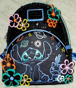 2024 Disney Parks Loungefly Stitch Neon Sequin Stars Backpack Experiment 626 NEW - Picture 1 of 3