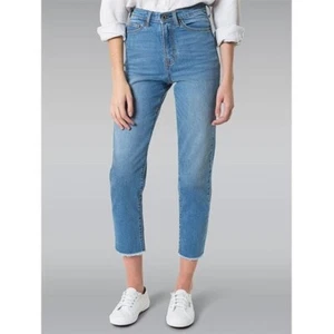 Neu mit Etikett Outland Denim helle Waschung Abigail Cropped High Rise Slim Tapered Jeans 29 - Bild 1 von 10