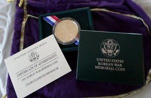 1991-D Korean War Memorial Comm. Silver Dollar UNC Coin w/ Box and COA Pristine - Picture 1 of 3