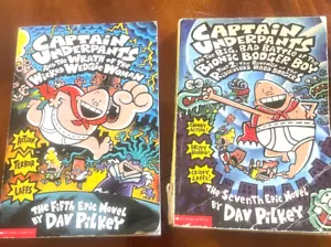 Lot of 2 Captain Underpants Books 5th and 7th Paperback Average Condition Pilkey - Imagen 1 de 8