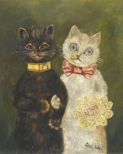 Louis Wain - The Bride and Groom (1897) Cats Signed - 17" x 22" Fine Art Print - Picture 1 of 1