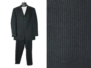 Black Silk Sharkskin Suit 42L 36x30 Vintage Jones New York Shiny Jacket Pants - Picture 1 of 7