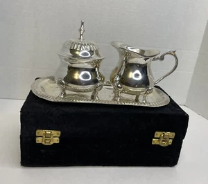 International Silver Co Hand Made Silverplated #26 Creamer Sugar Bowl Tray & Box - Picture 1 of 11
