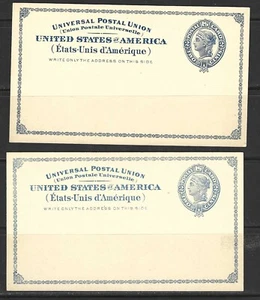 EE. UU. TARJETAS POSTALES #UX6 + 6a -- AZUL + AZUL OSCURO --1879 -- COMO NUEVAS - Imagen 1 de 3