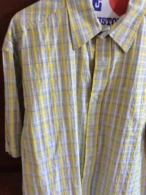Sean John 100% cotton S/sleeved shirt checks grey/yellow/white size Men's L - Image 1 of 4