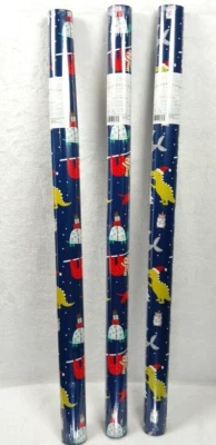 Lote de 3 rollos de papel de envolver animales azules envoltura de regalo de Navidad 10fx30f Wondershop Foto 1 de 3