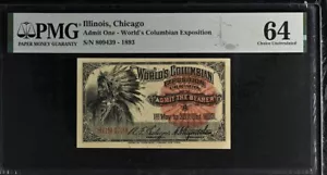 1893 BOLETO DE LA EXPO MUNDIAL COLOMBIANA ""ADMITE AL PORTADOR"" PMG INDIO 64 - Imagen 1 de 2