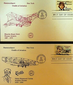 Hammondsport NY Wiege der Luftfahrt 2 Ersttagsbriefe Glenn Hammond Curtiss - Bild 1 von 2
