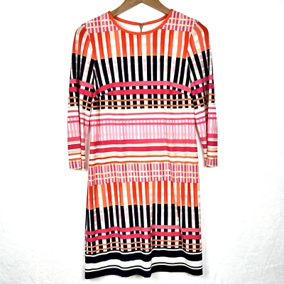 Eliza J Sz 4 Geometric Striped Shift Dress Colorful Stretch Career Spring Event - Image 1 of 4