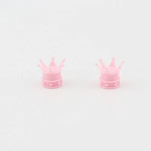 2X Motorcycle Pink Crown Air Tire Valve Stem Caps Fit For Honda Yamaha Suzuki - Picture 1 of 3