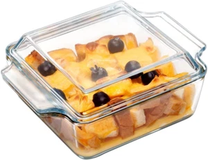 1L Small Casserole Dish with Lid, 20.5X15.5X8.6Cm Glass Oven Dish with Lid, I... - Picture 1 of 1