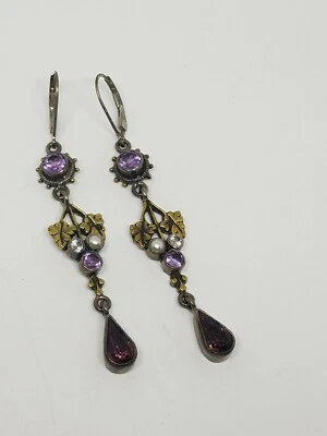 Pendientes colgantes Eco del Soñador/Marte y San Valentín piedras preciosas de latón esterlina Foto 1 de 4