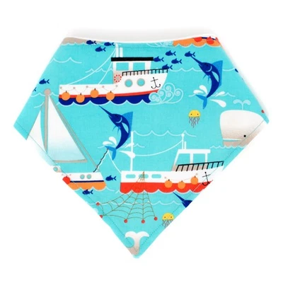 Babero de bebé Ocean Fish Bandana, babero baba de dentición, suave y reversible, hecho a mano nuevo con etiquetas Foto 1 de 3