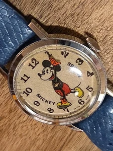 Vtg. Mickey Mouse Mechanical Wind Watch Swiss Not TESTED For Accuracy Lot K - Picture 1 of 9