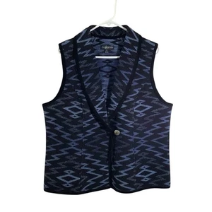 Pendleton Women 100% Virgin Wool Pattern Leather Trim Vest Size XL - Picture 1 of 8