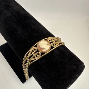 1/20 12K GF handgeschnitzte Muschel Kamee Armband Gelbgold Vintage Kette Manschette - Bild 1 von 8