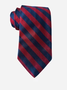 Brooks Brothers Men 346 Red Blue Stripes Pure Silk Made In USA Neck Tie - Picture 1 of 5