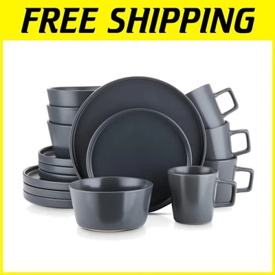 Versatile Elegant 16-Piece Dinnerware Set, Service for 4 - Gray Matte Finish - Image 1 of 4