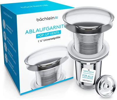 Bächlein Universal Ablaufgarnitur Ohne Überlauf (Chrom) - Pop up Ventil Für  - Bild 1 von 4