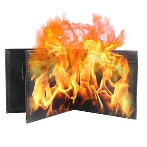 122g Magic Trick Fire Flaming Wallet Leather Street Show Demon Wallet HUGE FLAME - Picture 1 of 12