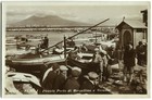 NAPOLI, PICCOLO PORTO DI MERGELLINA E VESUVIO, PESCATORI, BARCHE, 1934