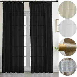 2 Stück Vorhänge Gardinen mit Kräuselband halbtransparent 140x245cm Vorhang  - Bild 1 von 29