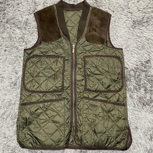 Gilet Barbour vintage uomo XS/S verde marrone trapuntato imbottito invernale gilet giacca - Foto 1 di 24