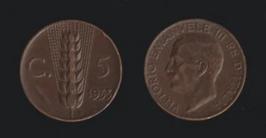 5 CENTESIMI 1933 SPIGA - VITTORIO EMANUELE III - Picture 1 of 1