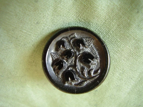COLLECTIBLE...old BLACK GLASS BUTTON...3/4"...back threading Cover