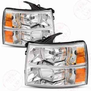 Par de faros cromados para Chevy Silverado 1500 2500 3500 2007-2013 izquierda+derecha - Imagen 1 de 12