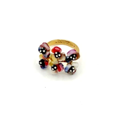 Ann Taylor Multicolored Tortoiseshell Print Flower Ring, Size 6 - Image 1 of 4