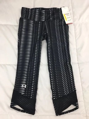 NWT $55 Under Armour Women's Heat Gear Ankle Crop Running Leggings Grey/Black XS - Image 1 of 4