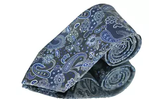 Croft & Barrow Men's Gray & Blue Paisley Woven Silk Necktie 57 x 3.75 in - Picture 1 of 3