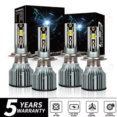 For Mercedes-Benz ML350 2003-2015 - 4x Combo H7 LED Headlight High Low Beam Bulb - Image 1 of 4