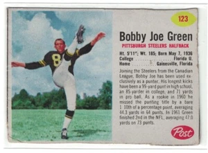 1962 Post #123, Bobby Joe Green, Pittsburgh Steelers, a Crease - Picture 1 of 2