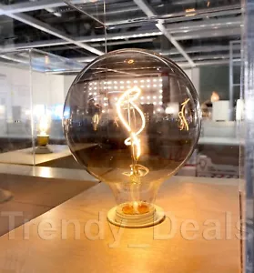 Ikea MOLNART LED Bulb E26 140 lumen, Globe Glass Gray Clear Spiral Design 5" NEW - Picture 1 of 3