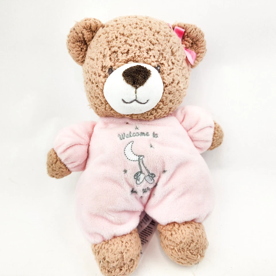 Little Me Teddy Bear Plush Stuffed Baby Toy Pink Welcome To The World Rattles - Image 1 of 4