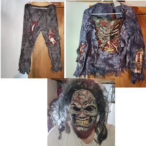 Men's Zombie Costume 3D Walking Dead Horror Flesh Eating Fun World - Picture 1 of 24