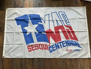 VTG Texas State Sesquicentennial Flag 58" X 36" 1836 - 1986 Excellent Condition - Picture 1 of 2