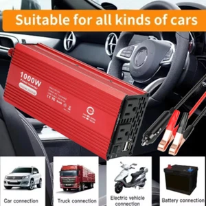 Car 1000W DC 12V to AC 110V 120V Power Inverter Converter With 2AC USB Portable - Picture 1 of 10