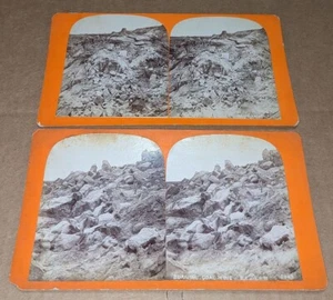 2 Ingersoll Stereoviews Burning Coal Mine Bad Lands Dakota - Imagen 1 de 2