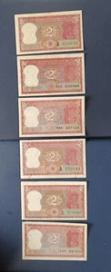  🇮🇳 INDIA 2 Rupees Notes-Tiger issue🦁6 DIFFERENT GOVERNOR CRIPSY-Uncirculated - Picture 1 of 2