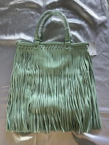 Borsa per produzione in pelle texana frangia verde acqua cinturino a tracolla occidentale nuova con etichette - Foto 1 di 5