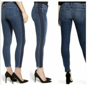 PAIGE VERDUGO ANKLE Fray Raw Hem Low Waist Blue Jeans size 27 - Picture 1 of 12
