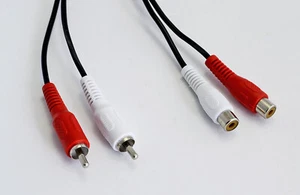 AUDIO Cinch (RCA) Verlängerung 2x Stecker/Kupplung rot/weiß, flexible Adern  - Bild 1 von 1