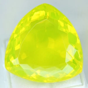 80+ Ct Certified Mexican Yellow Natural Opal Loose Gemstones Trillion Cut - Picture 1 of 6